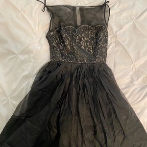 Vintage pleated lace cocktail dress